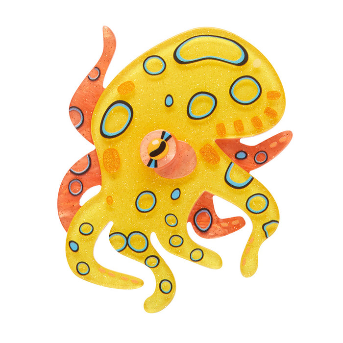 Erstwilder X Pete Cromer - Busy Blue-Ringed Octopus Brooch Brooches & Lapel Pins Erstwilder   