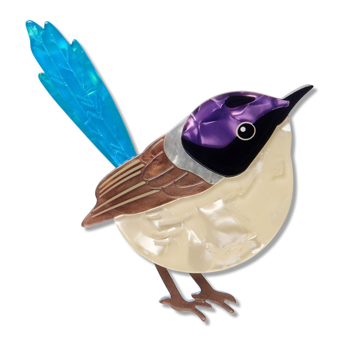 Erstwilder Rarest Kind - Purple-Crowned Fairy Wren Brooch Brooches Erstwilder