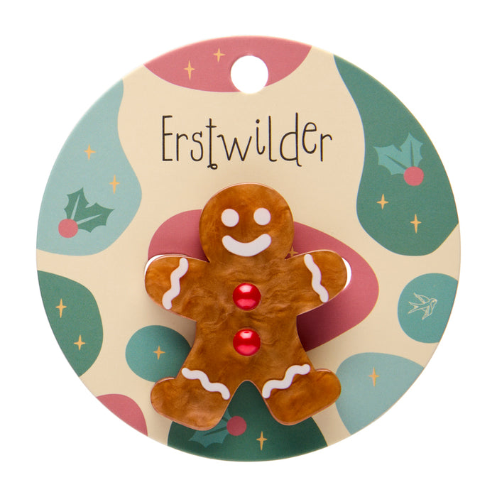 Erstwilder Christmas - Gingerbread Man Simplified Mini Brooch Brooches & Lapel Pins Erstwilder