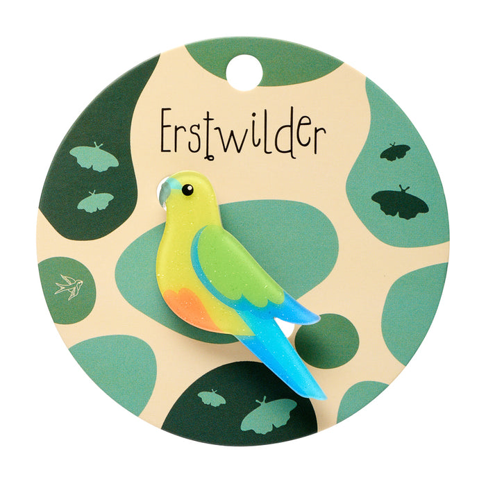 Erstwilder Rarest Kind - Orange-Bellied Parrot Simplified Mini Brooch Brooches Erstwilder