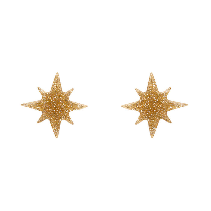 Erstwilder Essentials - Atomic Star Glitter Stud Earrings - Gold