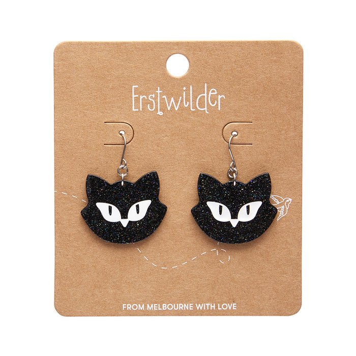 Erstwilder Halloween Essentials - Shadow the Cat Drop Earrings