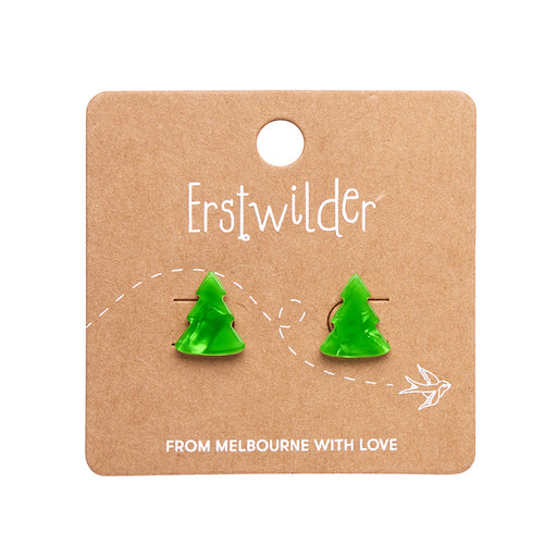 Erstwilder Essentials - Tree Green Ripple Stud Earrings Earrings Erstwilder   