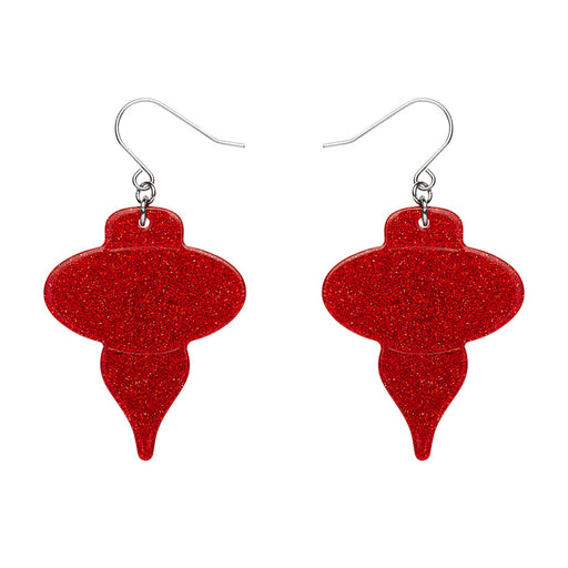 Erstwilder Essentials - Baubles Glitter Red Drop Earrings Earrings Erstwilder   