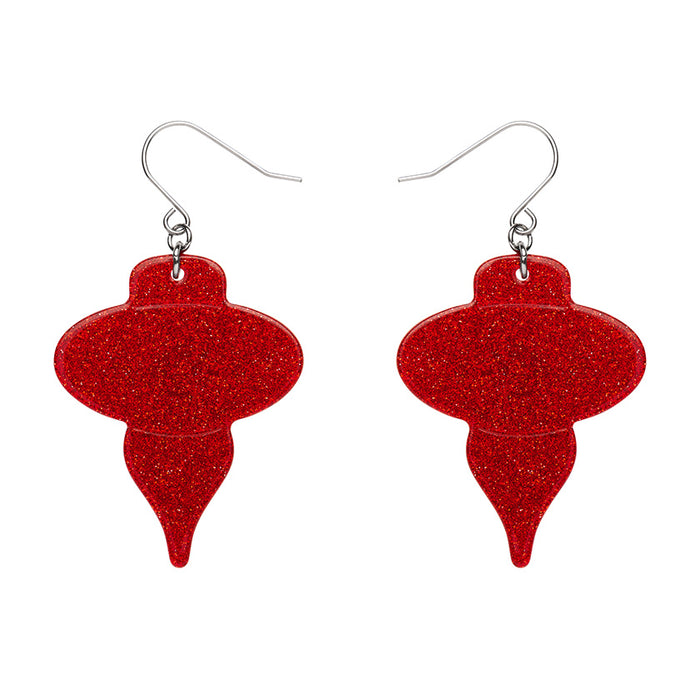 Erstwilder Essentials - Baubles Glitter Red Drop Earrings