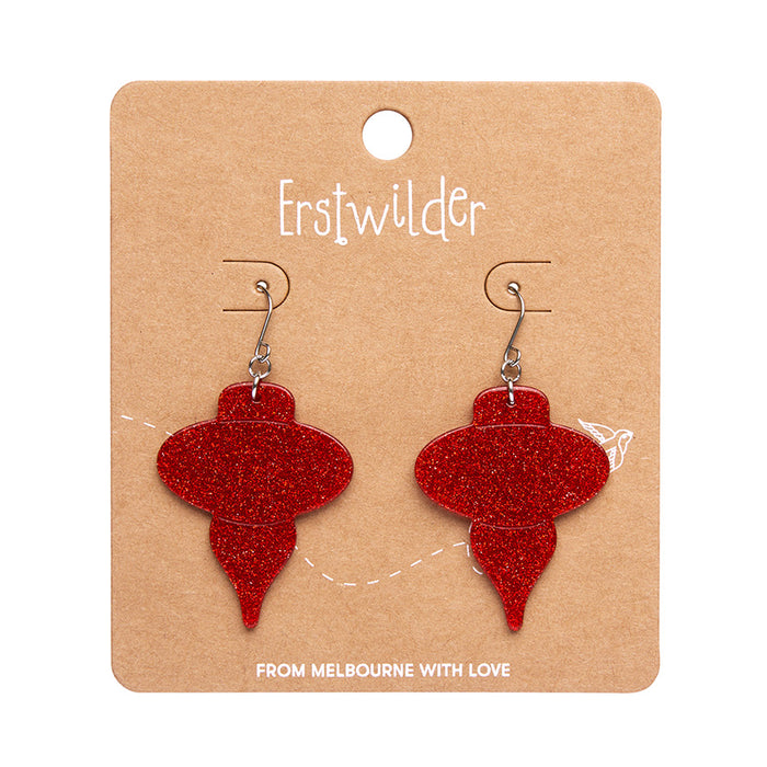 Erstwilder Essentials - Baubles Glitter Red Drop Earrings