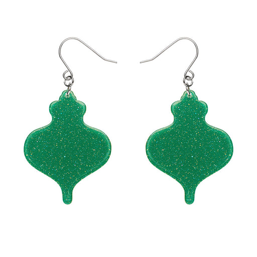 Erstwilder Essentials - Baubles Glitter Green Drop Earrings Earrings Erstwilder   
