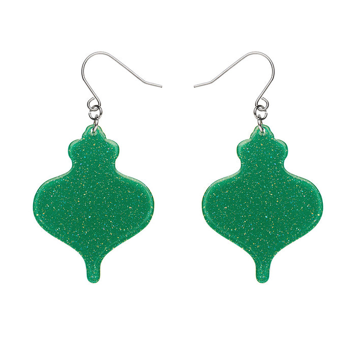 Erstwilder Essentials - Baubles Glitter Green Drop Earrings