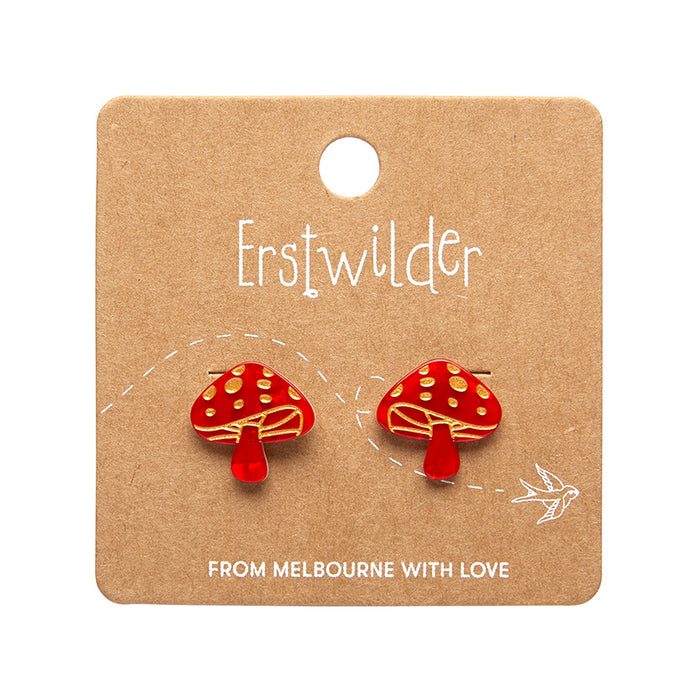 Erstwilder Essentials - Red Mushroom Stud Earrings Earrings Erstwilder   