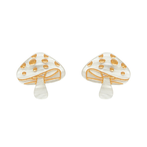 Erstwilder Essentials - Cream Mushroom Stud Earrings Earrings Erstwilder   