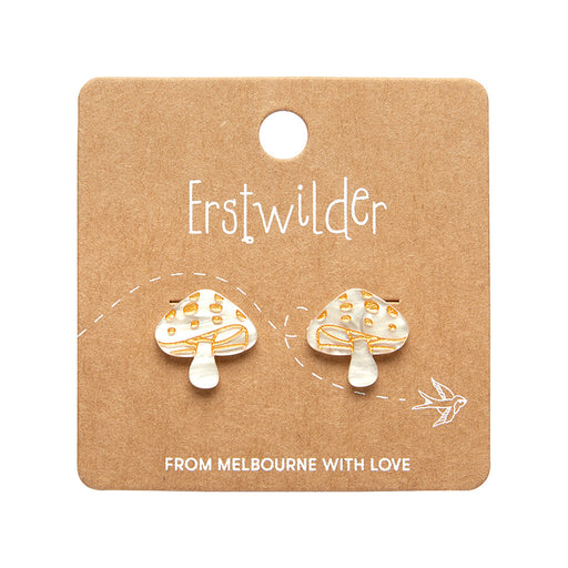 Erstwilder Essentials - Cream Mushroom Stud Earrings Earrings Erstwilder   