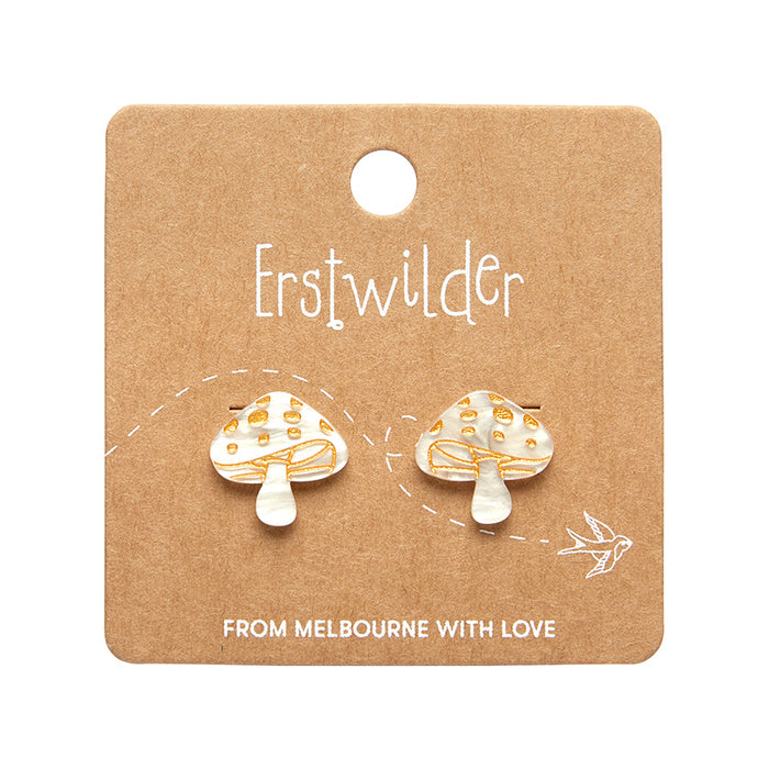 Erstwilder Essentials - Cream Mushroom Stud Earrings Earrings Erstwilder   