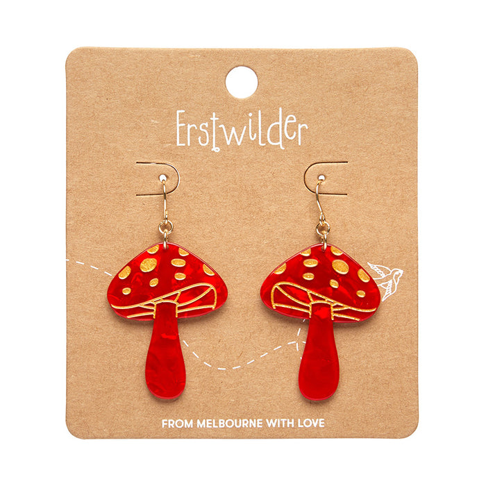 Erstwilder Essentials - Red Mushroom Drop Earrings Earrings Erstwilder   