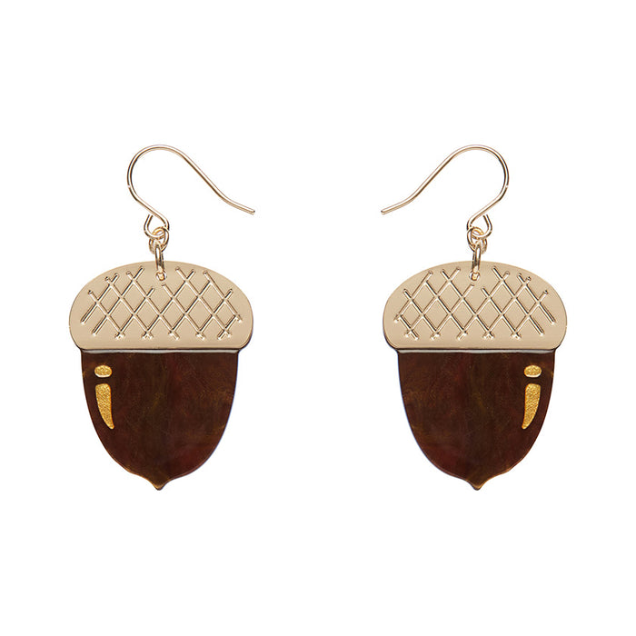 Erstwilder Essentials - Brown Acorn Drop Earrings Earrings Erstwilder   