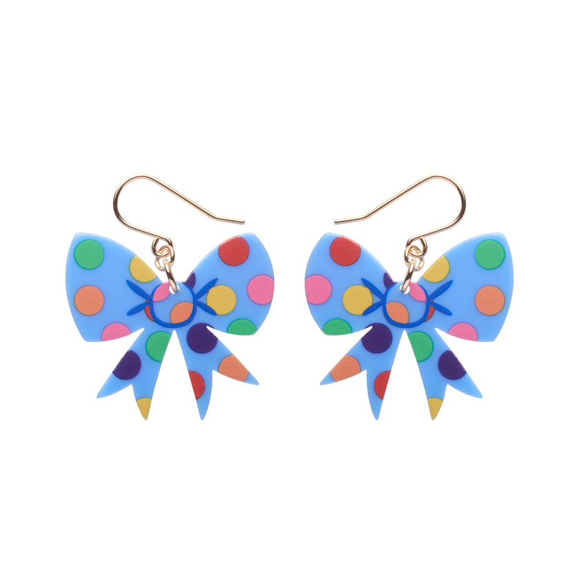 Erstwilder Earrings - Polka Dot Bow - Blue Earrings Erstwilder