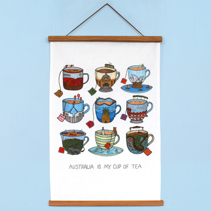 Nonsense Makers - Aussie Teacup Tea Towel Kitchen Towels The Nonsense Makers   