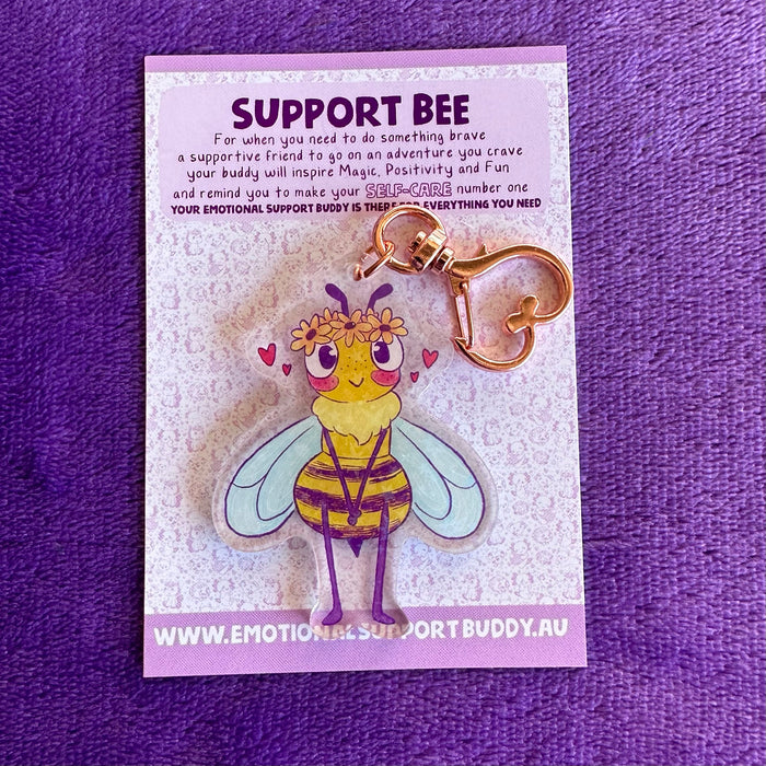 Emotional Support Buddy - Support Bee Key Chain Keychains Emotional Support Buddy   