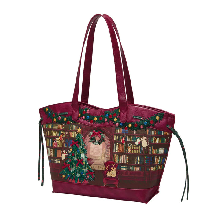 Vendula London Stella Tote Bag - Christmas Library Handbags Vendula London