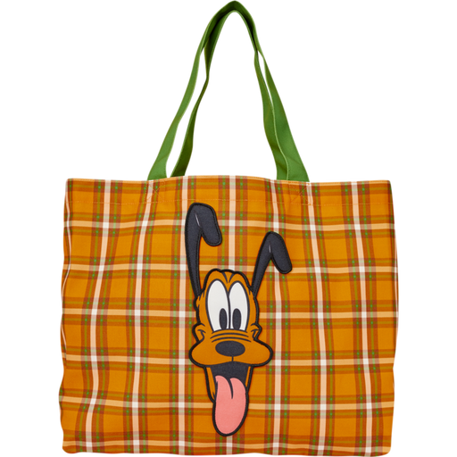 Disney - Pluto 95th Anniversary Plaid 15" Canvas Tote Bag Handbags Loungefly
