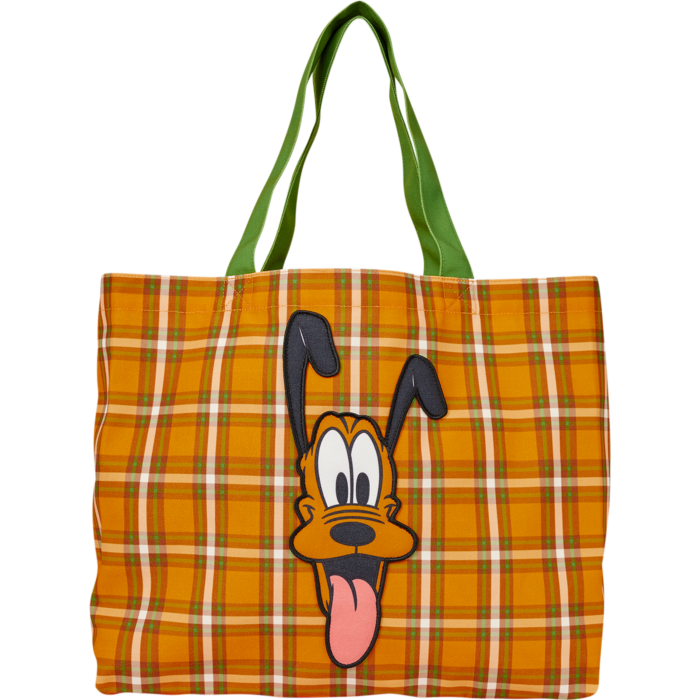 Disney - Pluto 95th Anniversary Plaid 15" Canvas Tote Bag Handbags Loungefly