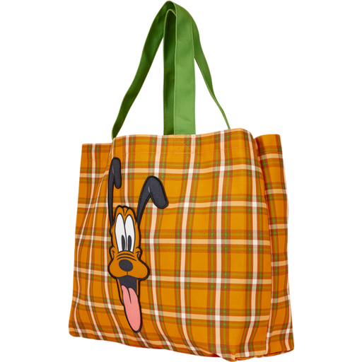 Disney - Pluto 95th Anniversary Plaid 15" Canvas Tote Bag Handbags Loungefly