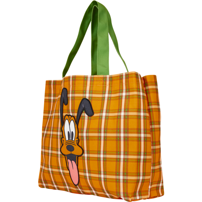 Disney - Pluto 95th Anniversary Plaid 15" Canvas Tote Bag Handbags Loungefly