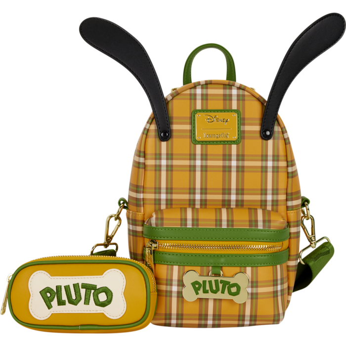 Disney - Pluto 95th Anniversary Plaid 10" Faux Leather Sling Bag Handbags Loungefly