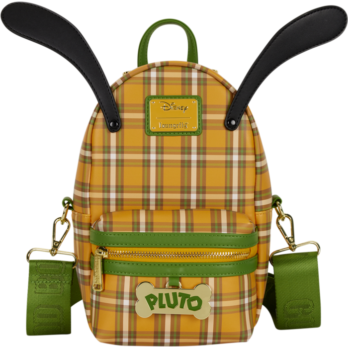 Disney - Pluto 95th Anniversary Plaid 10" Faux Leather Sling Bag Handbags Loungefly