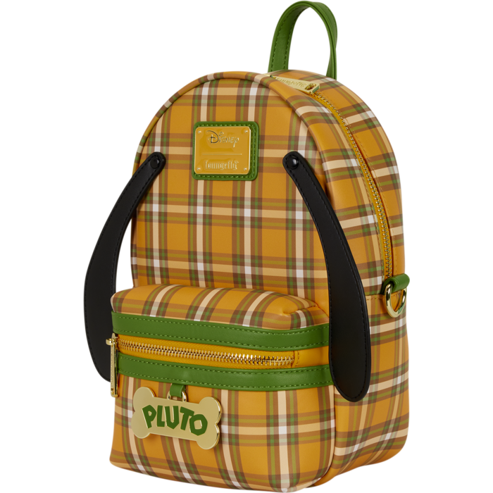 Disney - Pluto 95th Anniversary Plaid 10" Faux Leather Sling Bag Handbags Loungefly