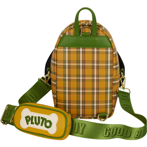 Disney - Pluto 95th Anniversary Plaid 10" Faux Leather Sling Bag Handbags Loungefly