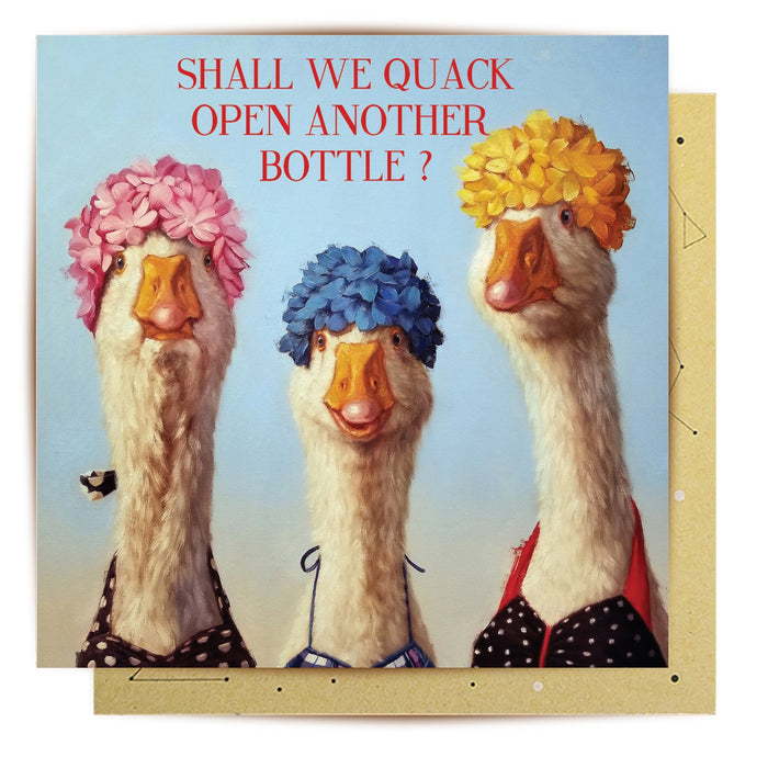 La La Land Greeting Card - Quack Open a Bottle Greeting Cards La La Land