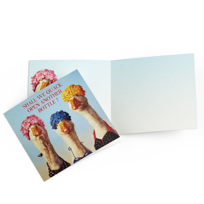 La La Land Greeting Card - Quack Open a Bottle Greeting Cards La La Land