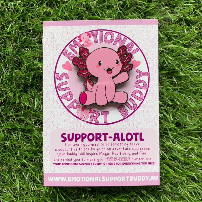 Emotional Support Buddies - Axolotl Enamel Pin Brooches & Lapel Pins Emotional Support Buddy Pink  