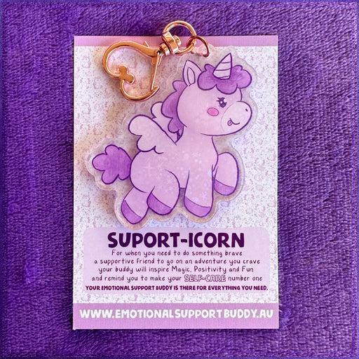 Emotional Support Buddy - Support Unicorn Key Chain Keychains Emotional Support Buddy   