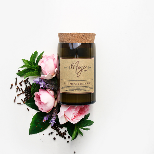 Mojo Soy Wax Candle - Rose, Pepper & Blackmint Candles Mojo Candle Co   