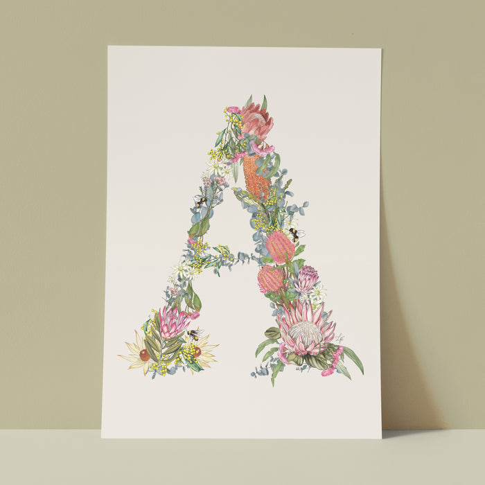 Lilly Perrott - 'A' Illustrated Letter Art Print Uncommon Collective Store