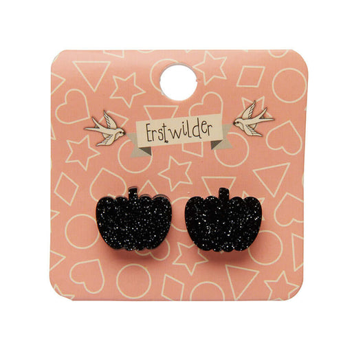 Erstwilder Essentials - Pumpkin Earrings - Black Glitter Earrings Erstwilder   