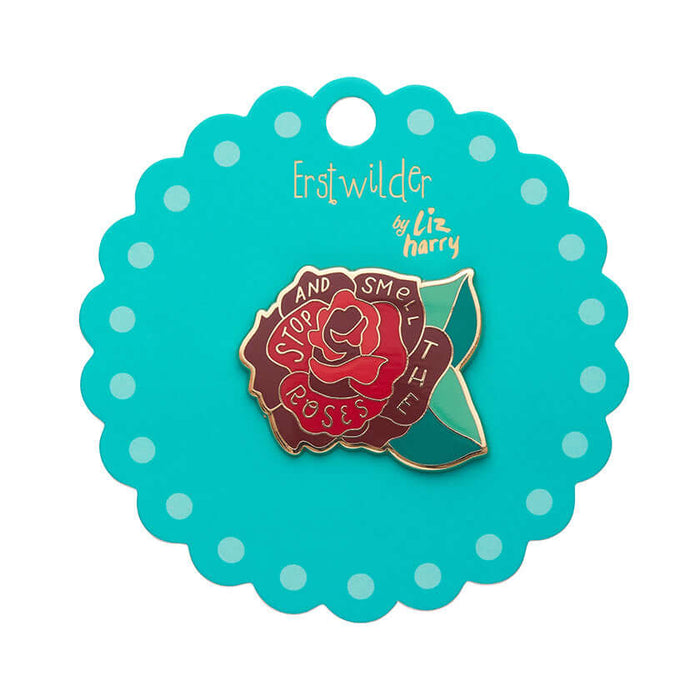 Erstwilder Enamel Pin - Stop and Smell The Roses Enamel Pin Enamel Pin Erstwilder   