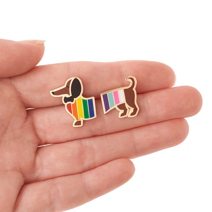 Erstwilder Earrings - Spiffy the Supportive Dog Enamel Earrings Uncommon Collective Store