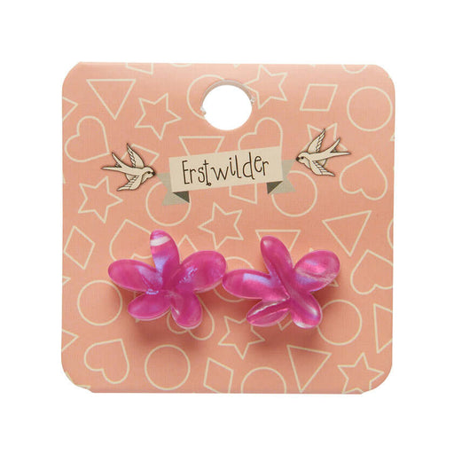 Erstwilder Essentials - Flower Ripple Glitter Resin Stud Earrings - Fuchsia Earrings Erstwilder   