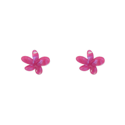 Erstwilder Essentials - Flower Ripple Glitter Resin Stud Earrings - Fuchsia Earrings Erstwilder   