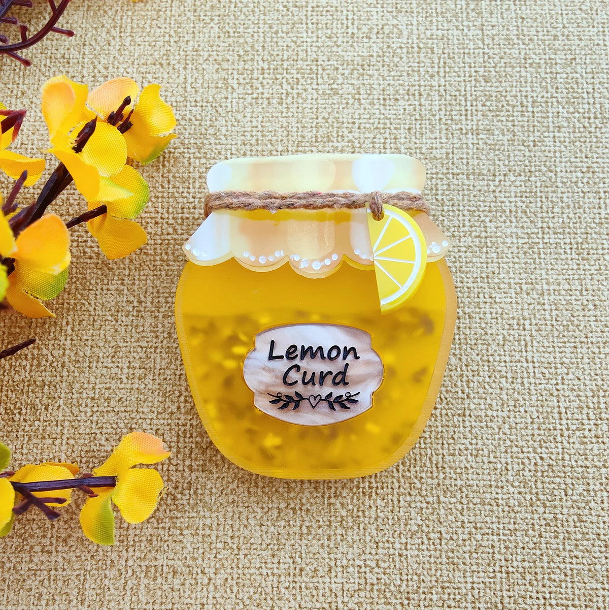 Hello Crumpet Brooch - Luscious Lemon Curd Handmade Brooch