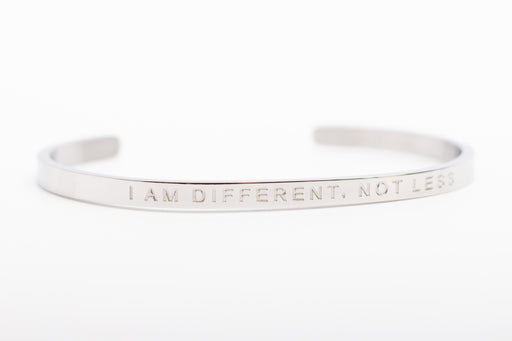 Silver Bangle Engraved - 'I Am Different, Not Less' Bracelets Fierce One   