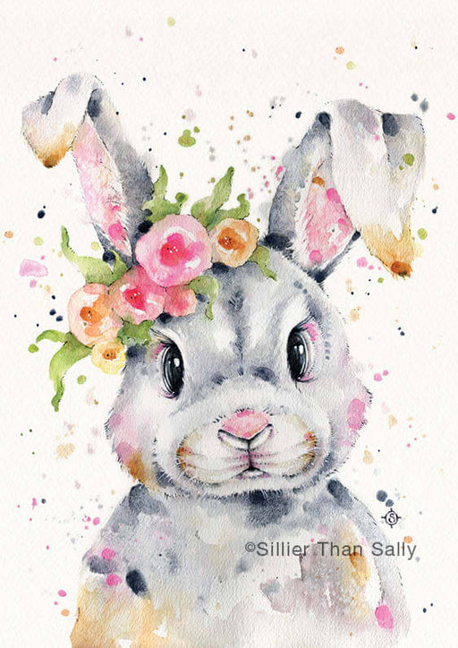 A4 Animal Art Print - Little Miss Bunny Artwork Sillier Than Sally   