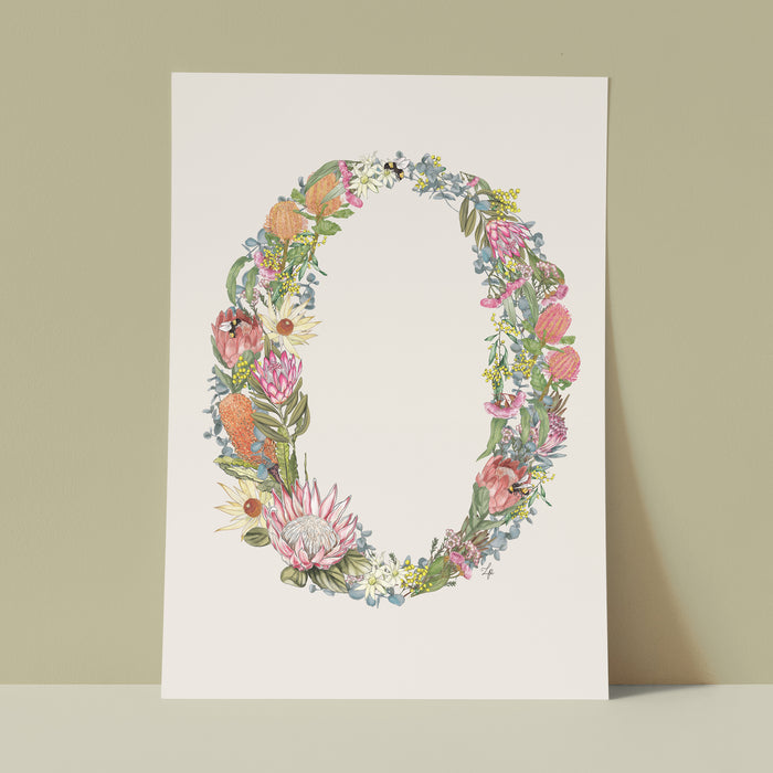 Lilly Perrott - 'O' Illustrated Letter Art Print Uncommon Collective Store