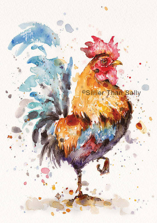 A4 Animal Art Print - Rooster's About Artwork Sillier Than Sally   