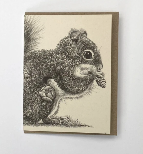 Marini Ferlazzo Small Gift Card - American Red Squirrel Greeting Cards Marini Ferlazzo   