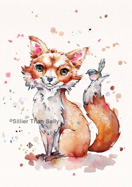 A4 Animal Art Print - Sweet Fox Friends Artwork Sillier Than Sally   
