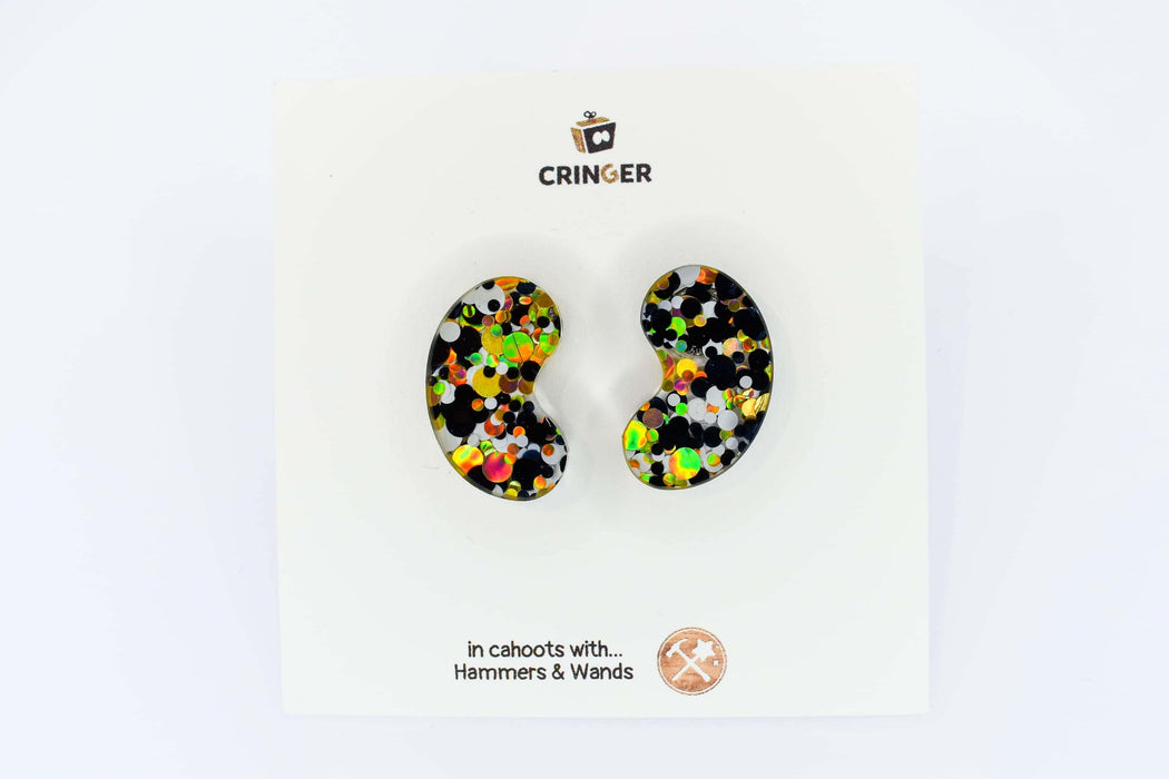 Cringer Bean Earring Studs - Choose Colour Earrings Cringer White  