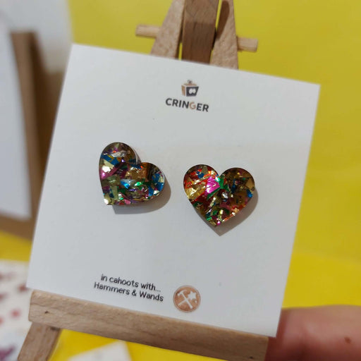 Cringer Heart Earring Studs - Choose Colour Earrings Cringer Gold Glitz  